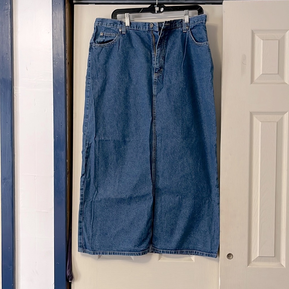 Liz Claiborne Blue Denim A-Line Maxi Skirt